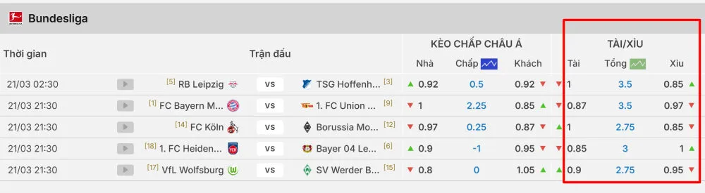 Kèo tài xỉu là loại kèo có thể cược đa dạng nhất